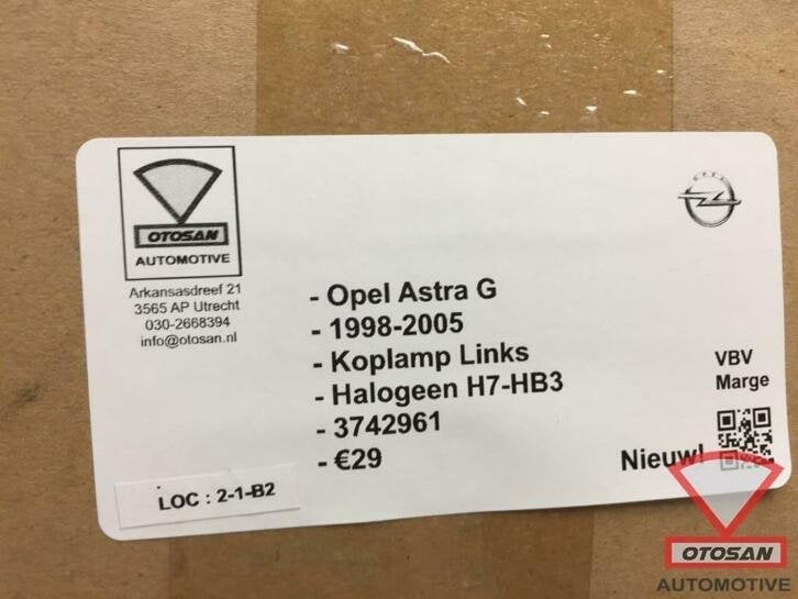 opel astra 1999 2005 koplamp links h7 hb3 halogeen nieuw! 37, Auto-onderdelen, Verlichting, Ophalen of Verzenden, Kontakt@opel-infoservice.de
