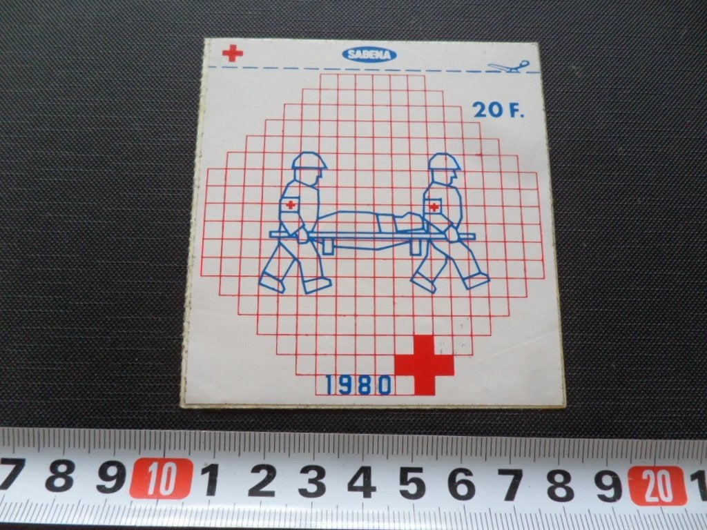 sticker België Rode Kruis 1980 SABENA, Ophalen, Zo goed als nieuw