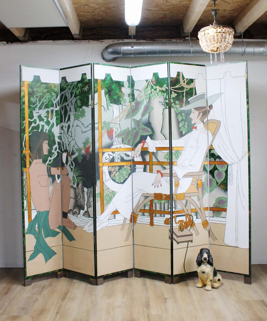 Groot kamerscherm, Art Deco stijl. Vintage roomdivider, hout, Ophalen, O, O, O