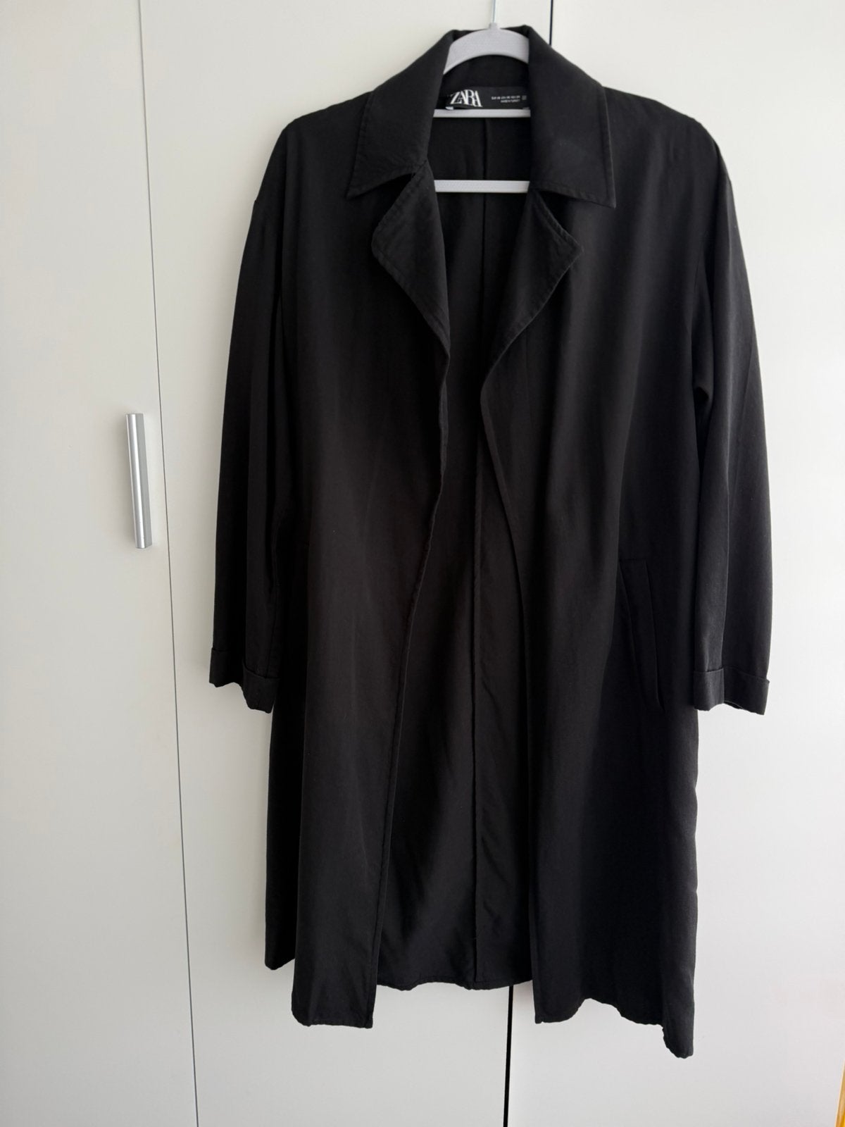 Zara dames trenchcoat midi jas S 36 dunne jack, Verzenden, Zo goed als nieuw, Maat 36 (S), Zwart