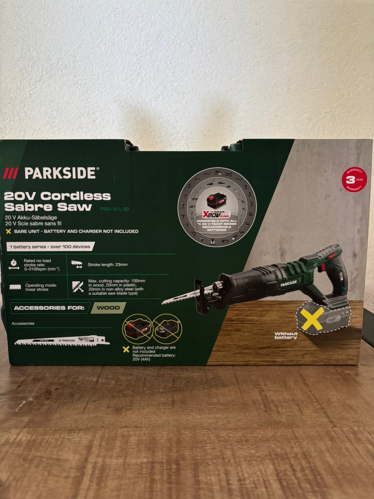 Parkside 20v accu Recipro, Doe-het-zelf en Verbouw, Gereedschap | Slijpmachines, Ophalen of Verzenden, Nieuw, Minder dan 700 watt