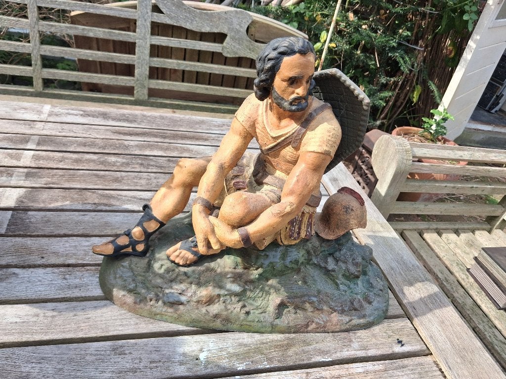 Groot Bronzen Beeld "De Romeinse Legionair" Handbeschilderd, Antiek en Kunst, Art nouveau, Brons, Beeld, Europa