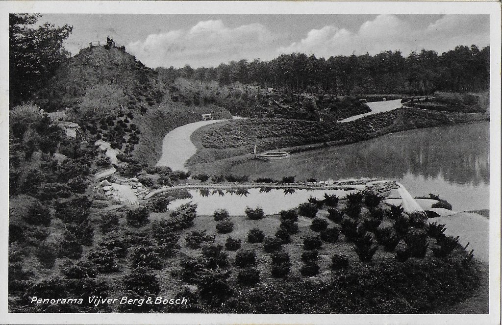Pa1219 oude ansichtkaart panorama vijver berg en bosch, Ophalen of Verzenden, 1960 tot 1980, Gelopen, Gelderland