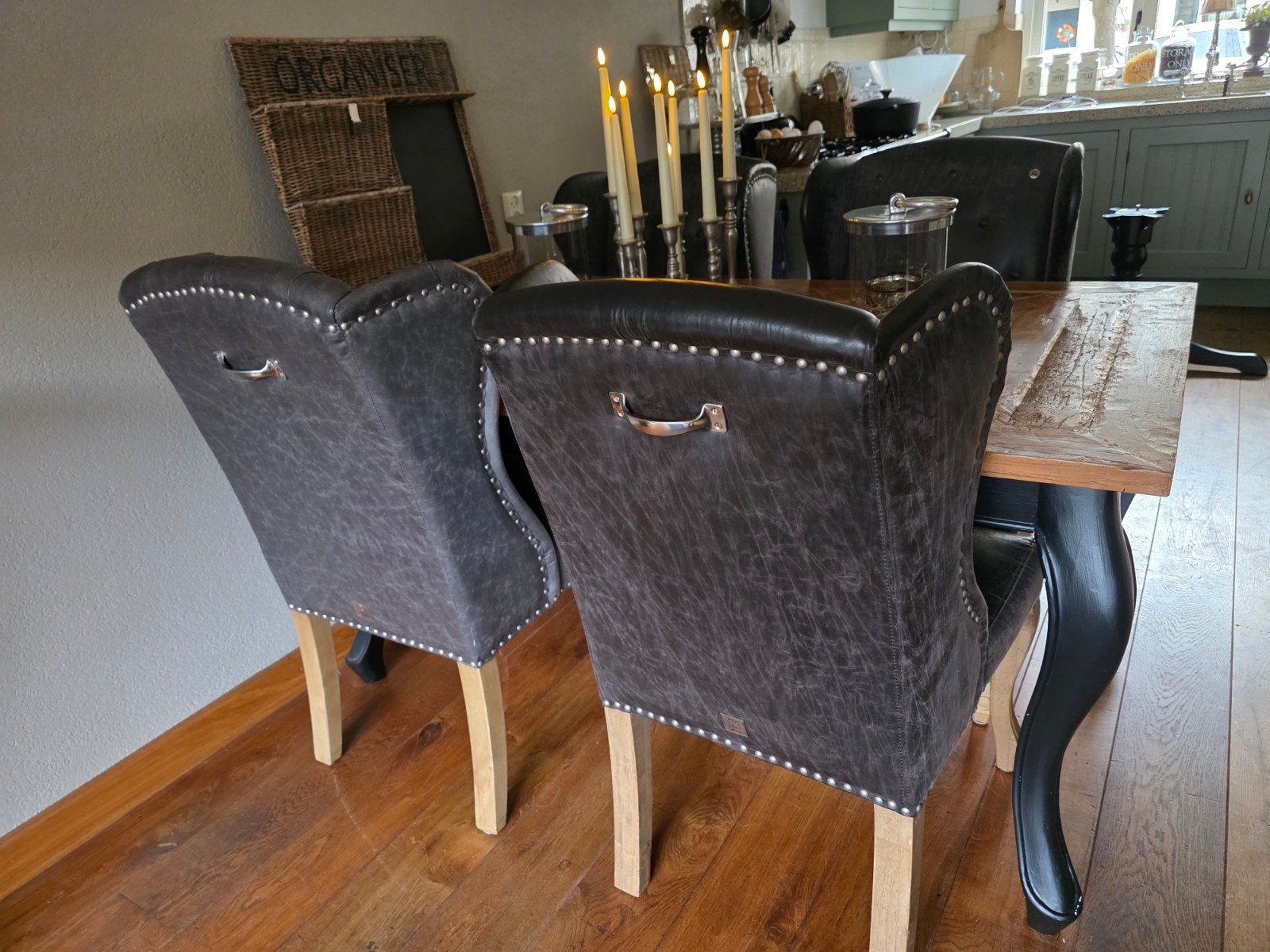 4x Rivièra Maison Keith I Dining Wing Chair vintage Pellini-, Huis en Inrichting, Ophalen
