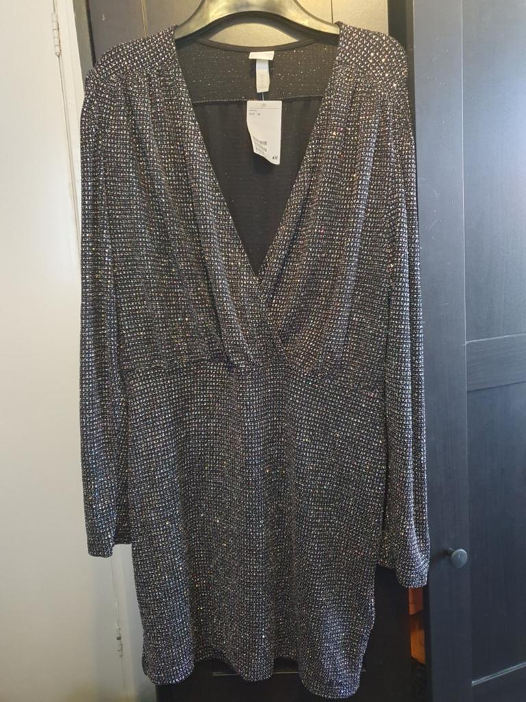 H&M Glitter Jurk Zwart Maat M - Nieuw met kaartje, Kleding | Dames, Jurken, Maat 38/40 (M), H&M, Zwart, Nieuw