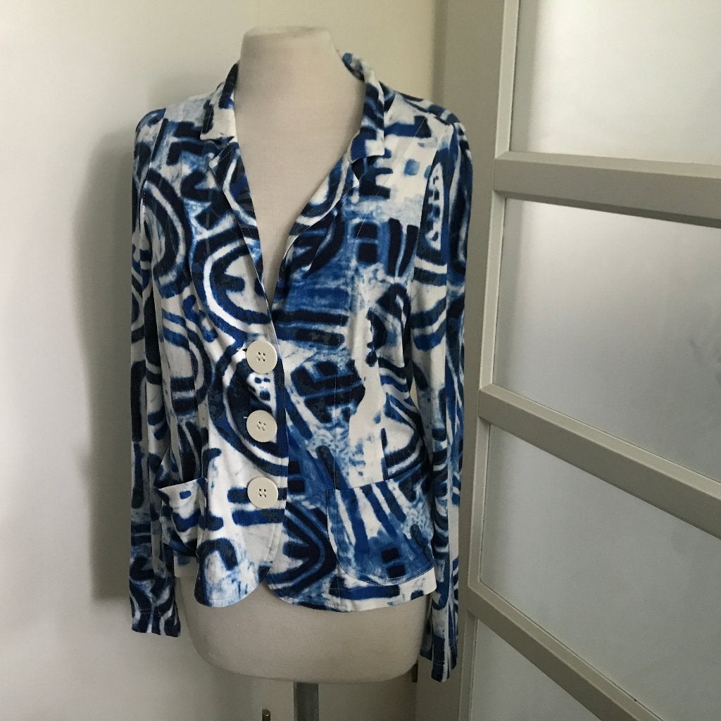 ML collections tricot jasje maat 44  blauwtinten, Ophalen of Verzenden, Zo goed als nieuw, Maat 42/44 (L), Blauw