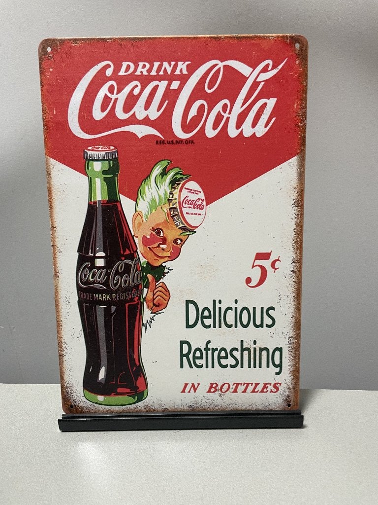 Coca Cola metalen reclamebord (Old look), Verzamelen, Www.pand50.nl, Reclamebord, Nieuw, Ophalen of Verzenden