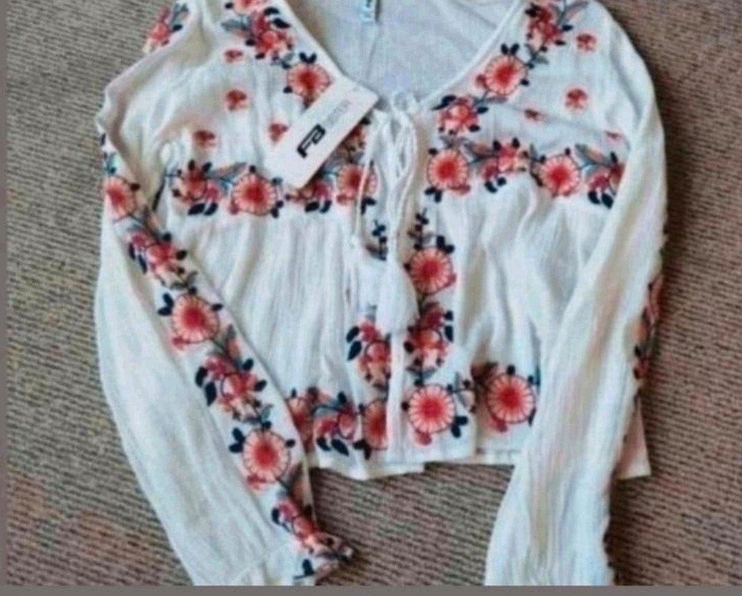 FB Sister boho blouse met bloemenborduring - XS, Kleding | Dames, Wit, Nieuw, Ophalen of Verzenden, Maat 34 (XS) of kleiner