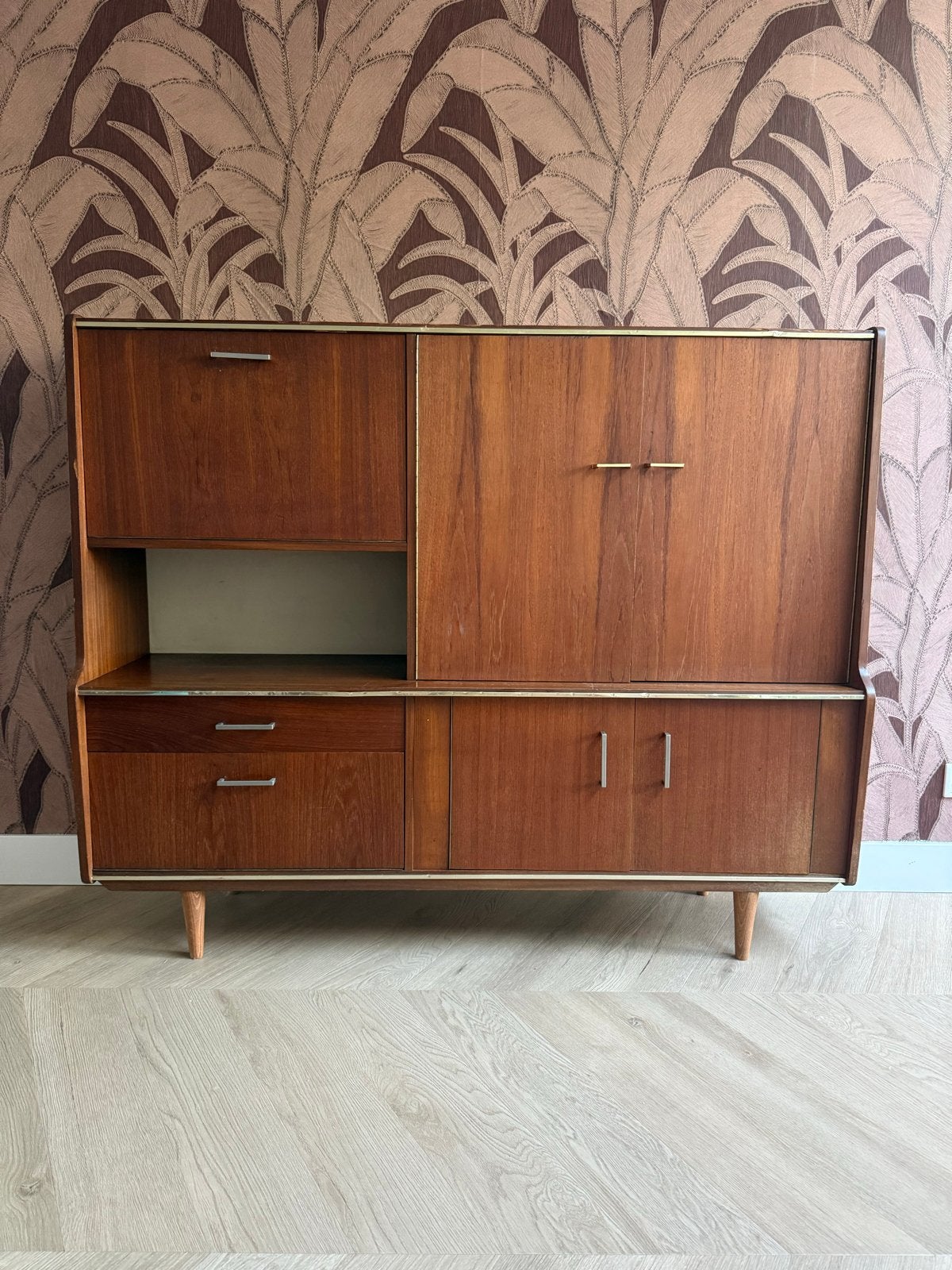 Vintage Highboard - Scandinavisch - jaren '60, Ophalen, Gebruikt, 100 tot 150 cm, 150 tot 200 cm