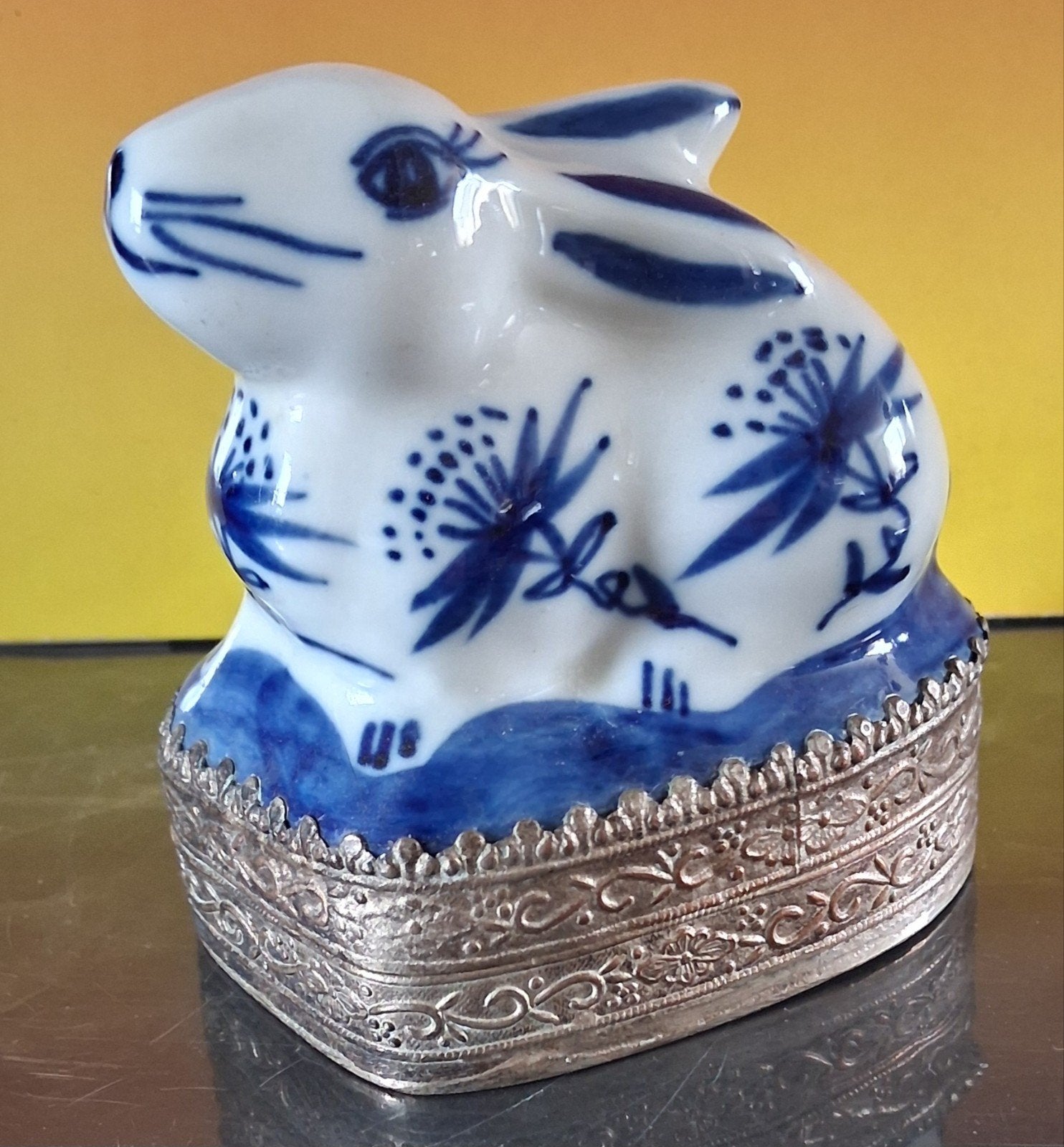 Haas. Trinket box. Porselein/metaal. Vintage. 8 cm., Ophalen