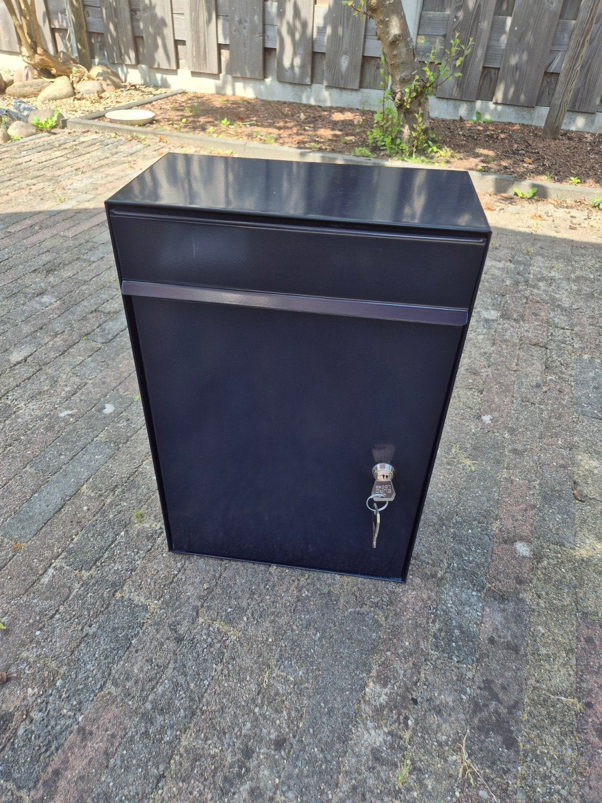 Brievenbus rvs zwartblauw, Ophalen, Gebruikt, Rvs, Wandbrievenbus