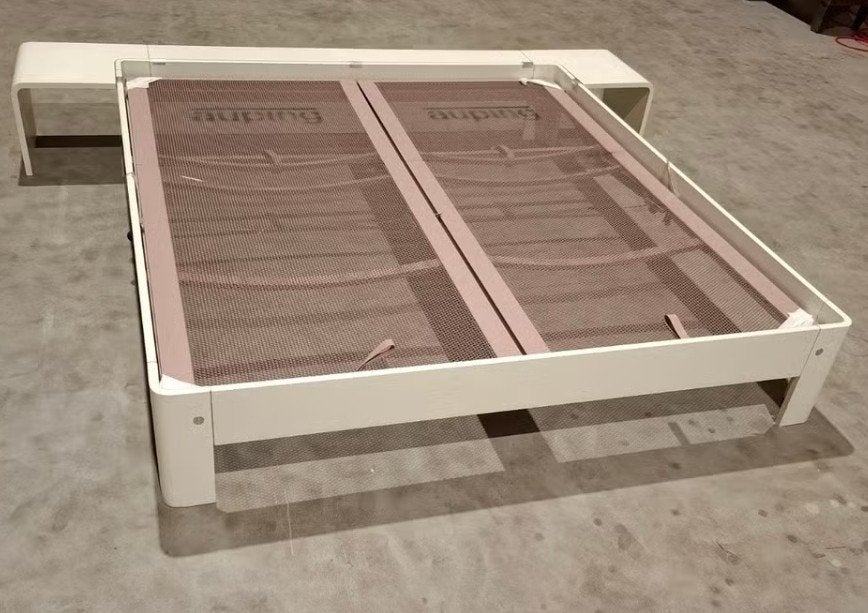 Auping auronde bedframe 180x200 cm refurbished excl bodems, Ophalen, Gebruikt, Wit, Tweepersoons