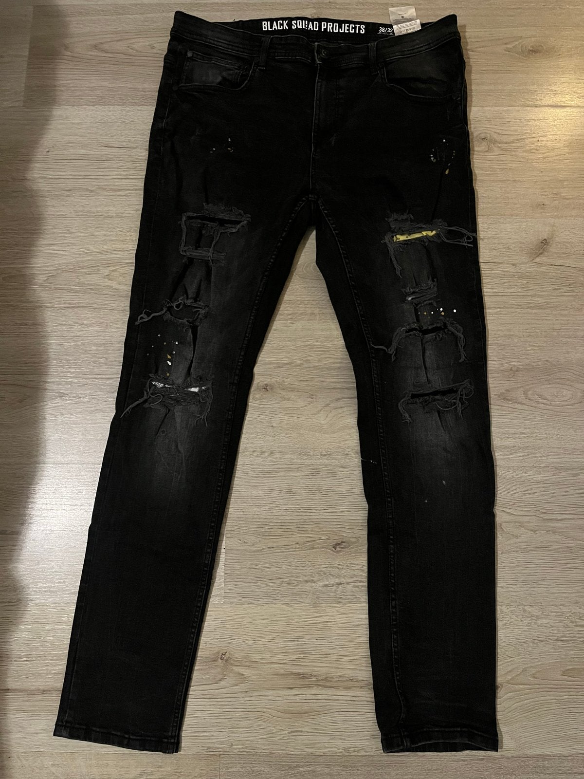 Black Squad Projects Zwarte Jeans met Scheuren W38/L32, Ophalen of Verzenden, Gedragen, Zwart, W36 - W38 (confectie 52/54)
