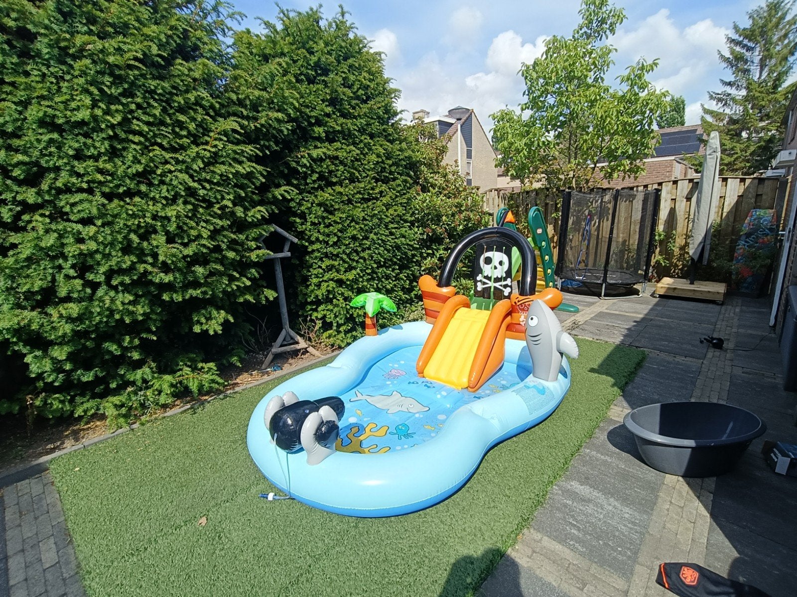 Opblaasbaar piratenzwembad met glijbaan - 2m x 1,5m, Tuin en Terras, Minder dan 80 cm, Opblaaszwembad, Ophalen of Verzenden, 200 tot 400 cm