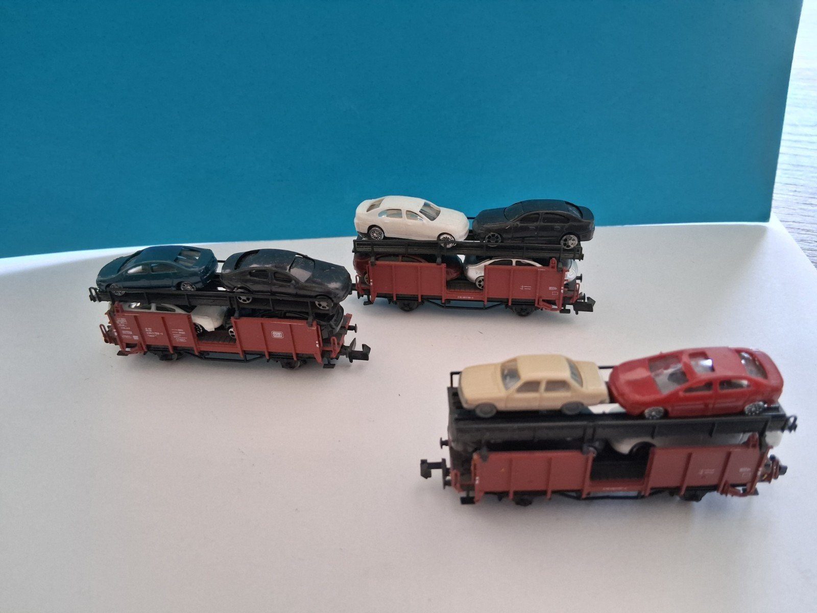 Set van 3 autotransport wagons N-spoor, Gebruikt, Gelijkstroom, Fleischmann, Wagon
