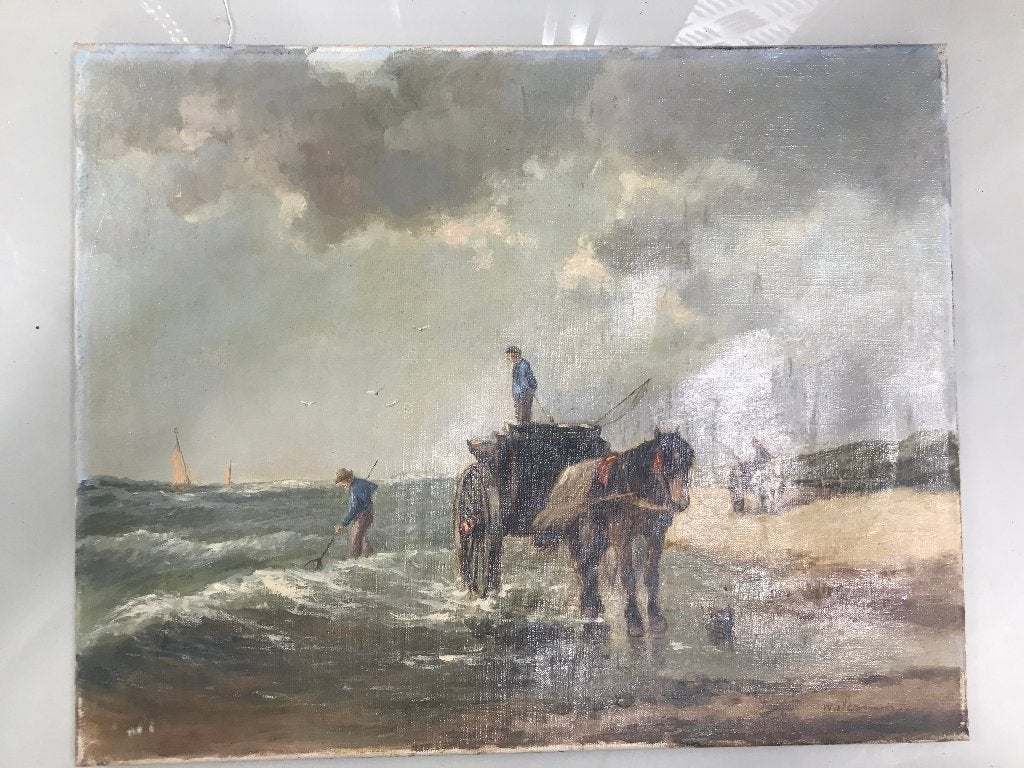 olieverf linnen schelpenvisser cornelis waterman, Ophalen of Verzenden