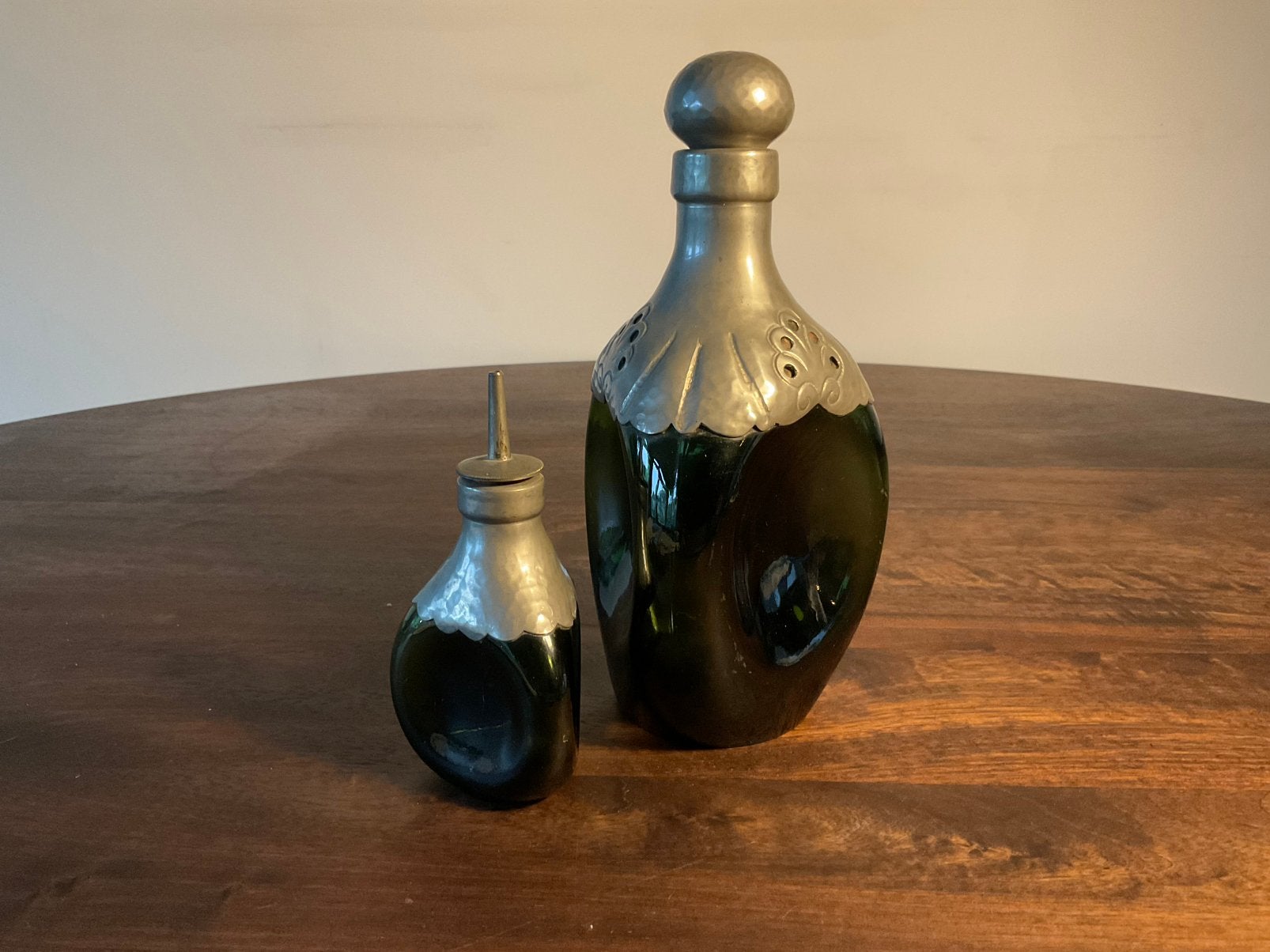 Gero driekantige karaf en Elixer flesje met Tin beslag, Antiek en Kunst, Ophalen of Verzenden