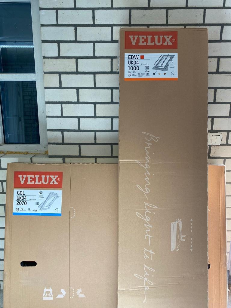 Velux dakraam en gootstuk, Doe-het-zelf en Verbouw, Glas en Ramen, Ophalen, 80 tot 120 cm, 120 tot 160 cm, Nieuw