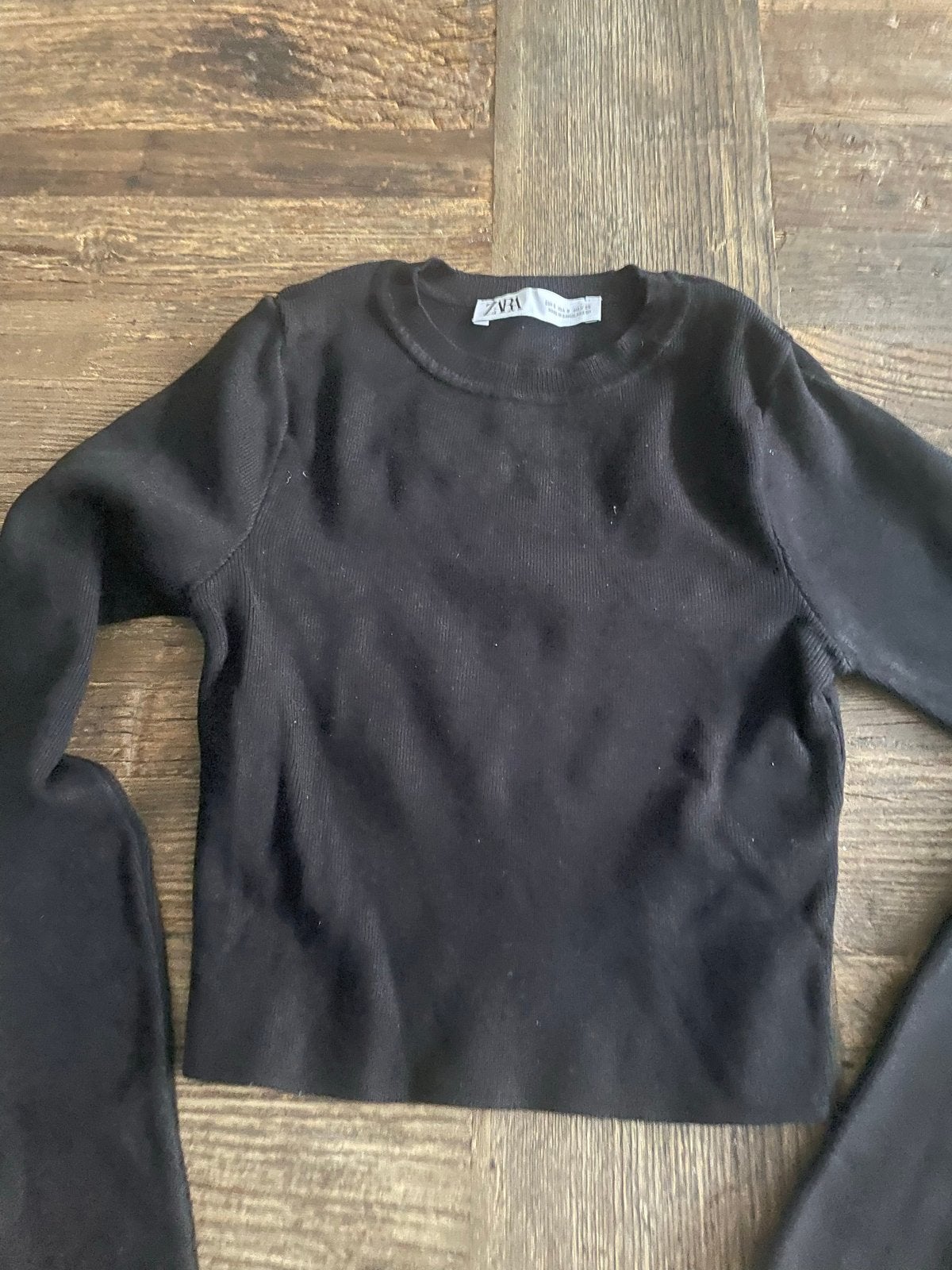 Zwarte Zara crop top met lange mouwen - Maat S, Kleding | Dames, Tops, Zwart, Ophalen of Verzenden, Zo goed als nieuw, Lange mouw