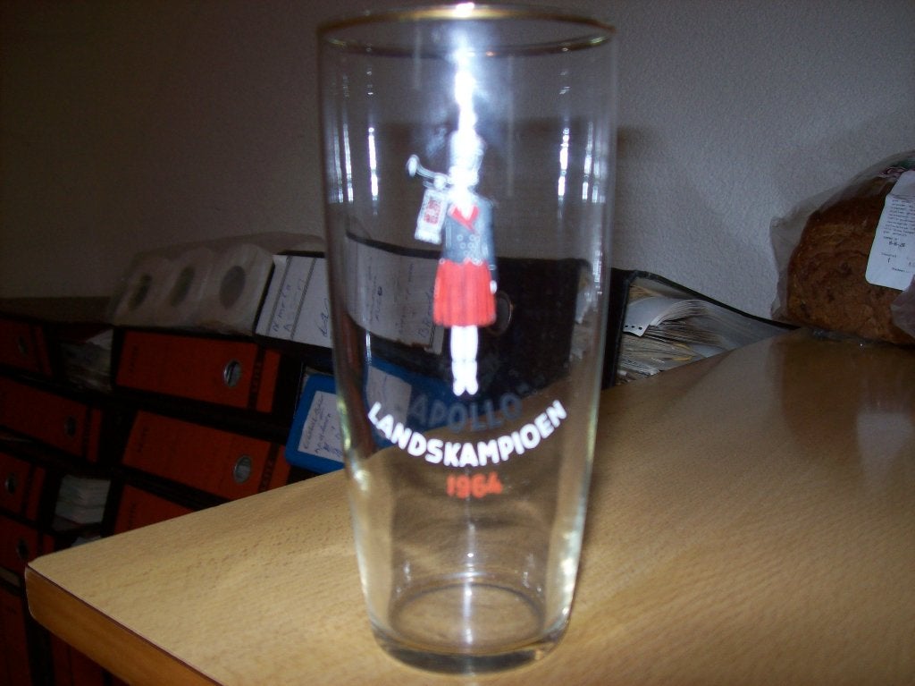 glas muziekvereniging Apollo te Goor - landskampioen 1964, Ophalen of Verzenden, Zo goed als nieuw, Bierglas