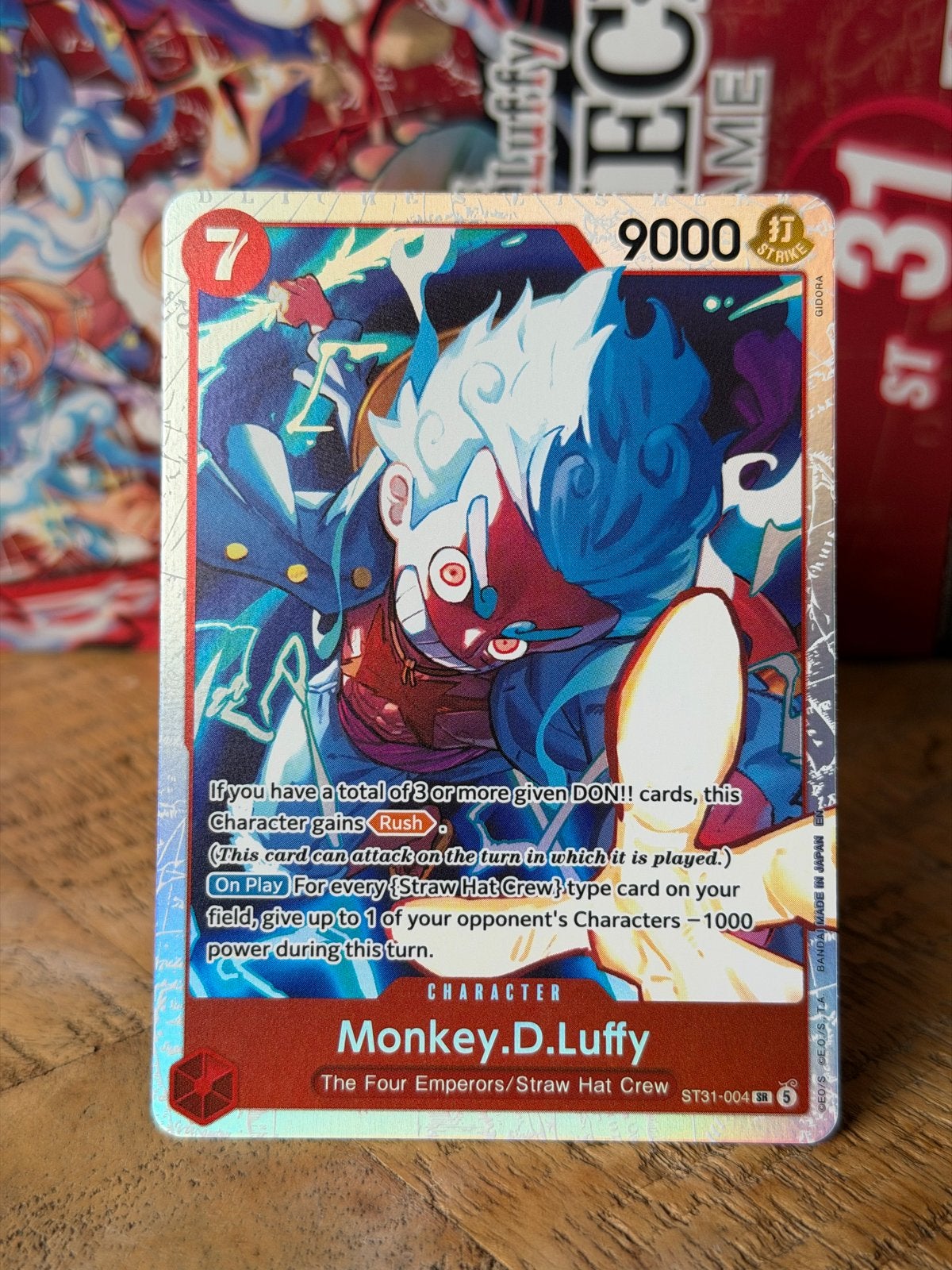 One Piece kaart: Monkey D. Luffy (ST31-004) SR, Ophalen of Verzenden, Zo goed als nieuw, Losse kaart, Foil