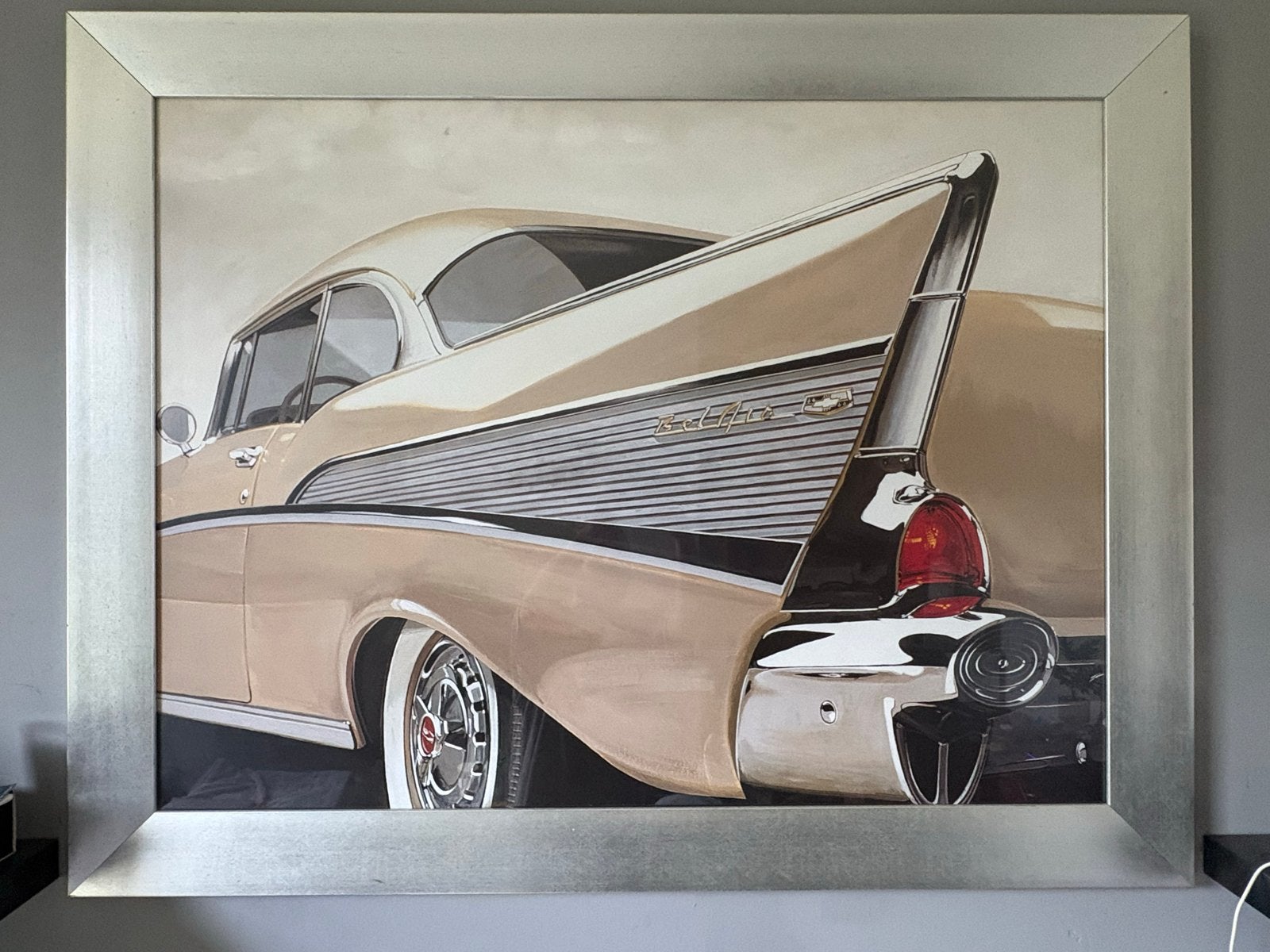 Schilderij 1957 Chevrolet Bel Air - Francis Brooks, Ophalen, Doek, Realistisch, Overige technieken