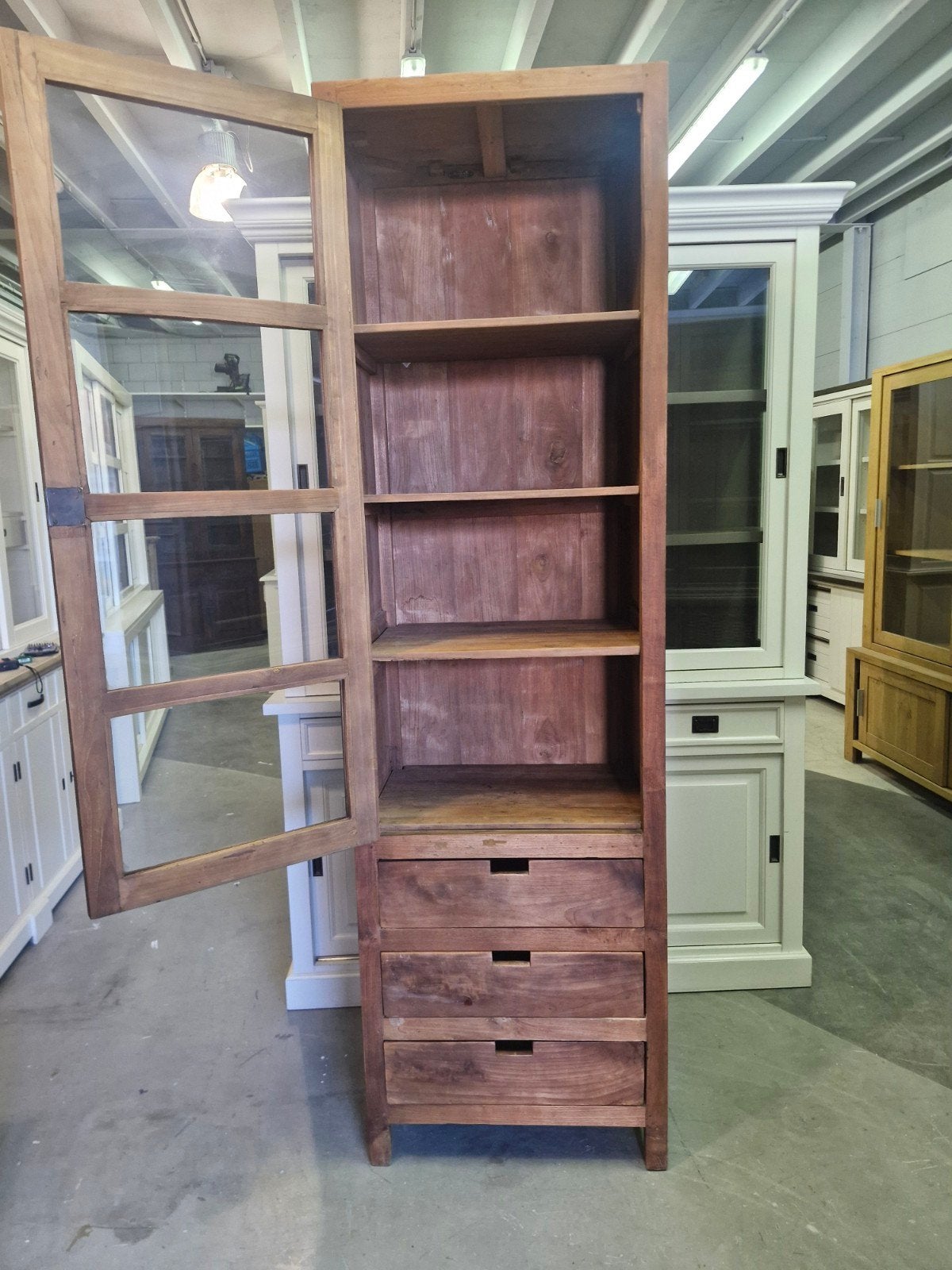 Mooie houten vitrinekast., Ophalen, Gebruikt, -, 200 cm of meer