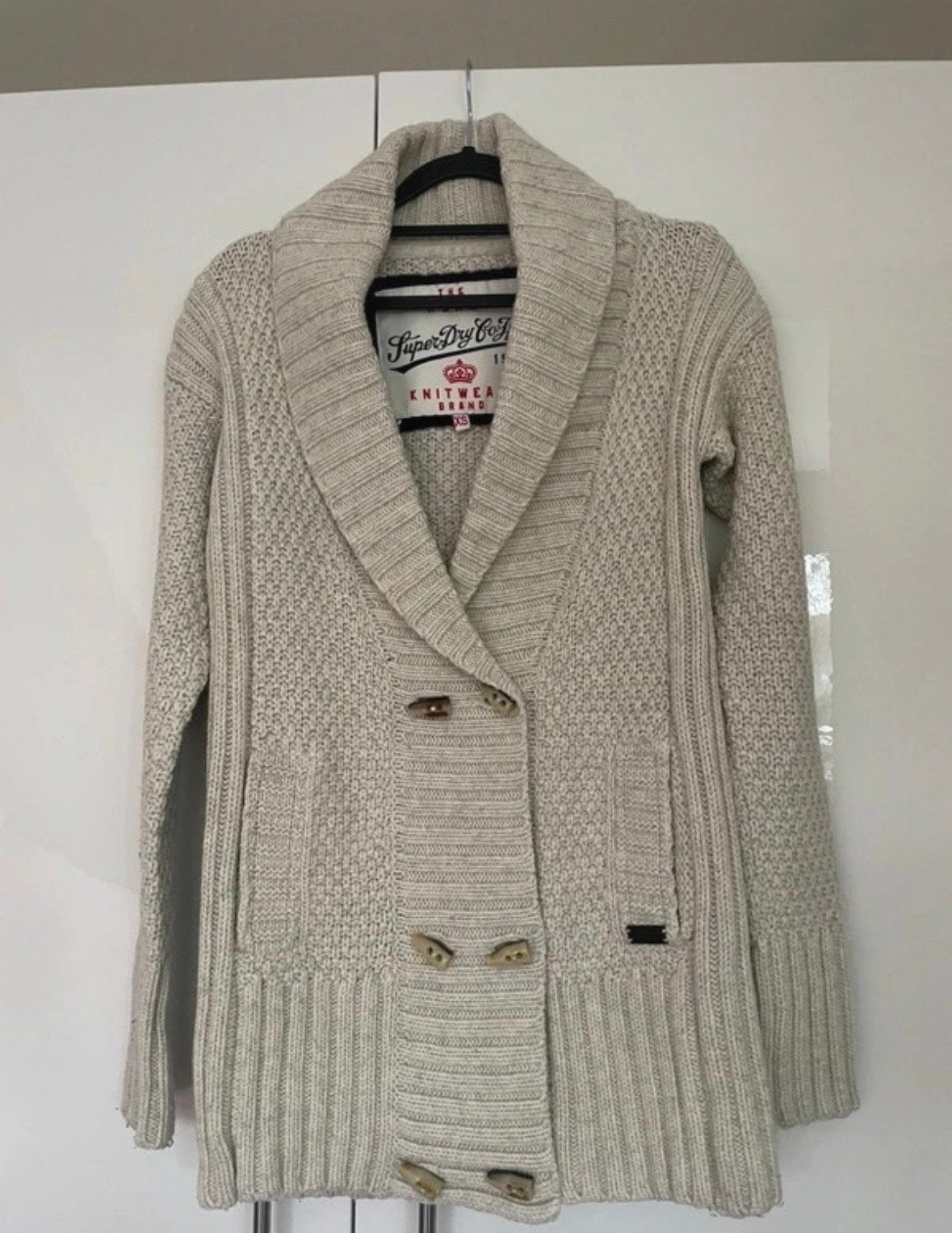 Superdry lamswollen vest crème XS, Ophalen of Verzenden, Zo goed als nieuw, Maat 34 (XS) of kleiner, Beige