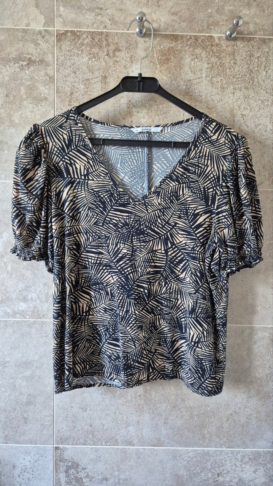 Only Top met Bladprint en Korte Mouwen - Maat M, Maat 38/40 (M), Blauw, Ophalen of Verzenden, Korte mouw