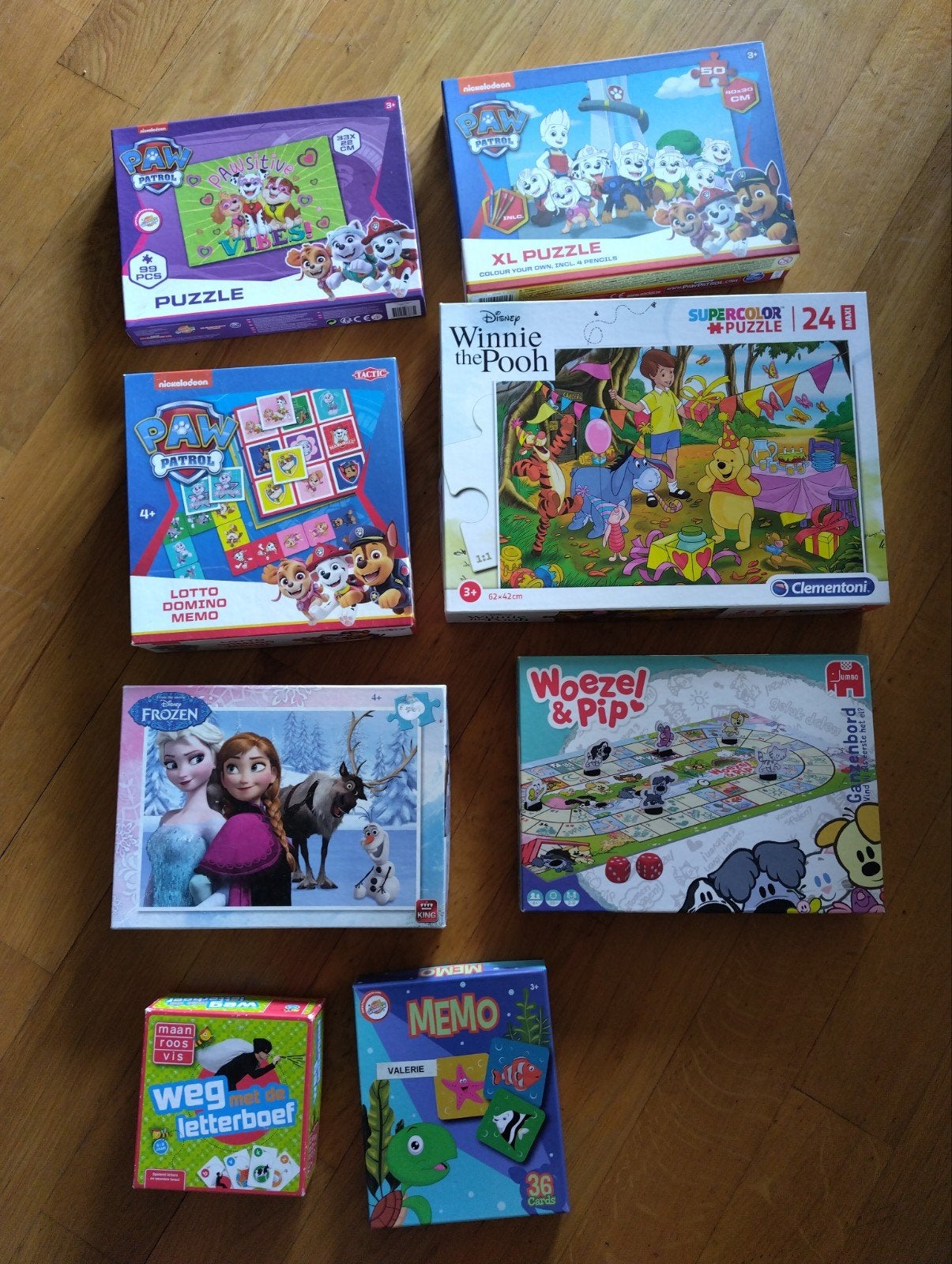 Partij leuke puzzels en spelletjes voor kinderen, Ophalen of Verzenden, Meer dan 50 stukjes, Gebruikt, 4 tot 6 jaar