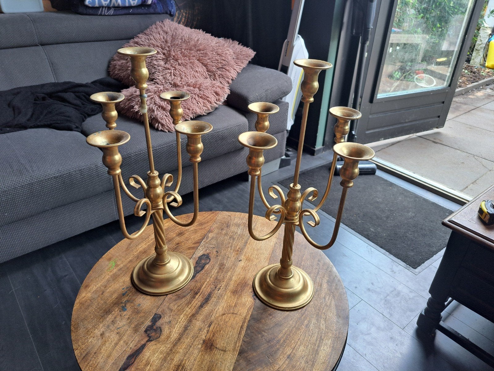 2 gouden kandelaren., Ophalen, Goud