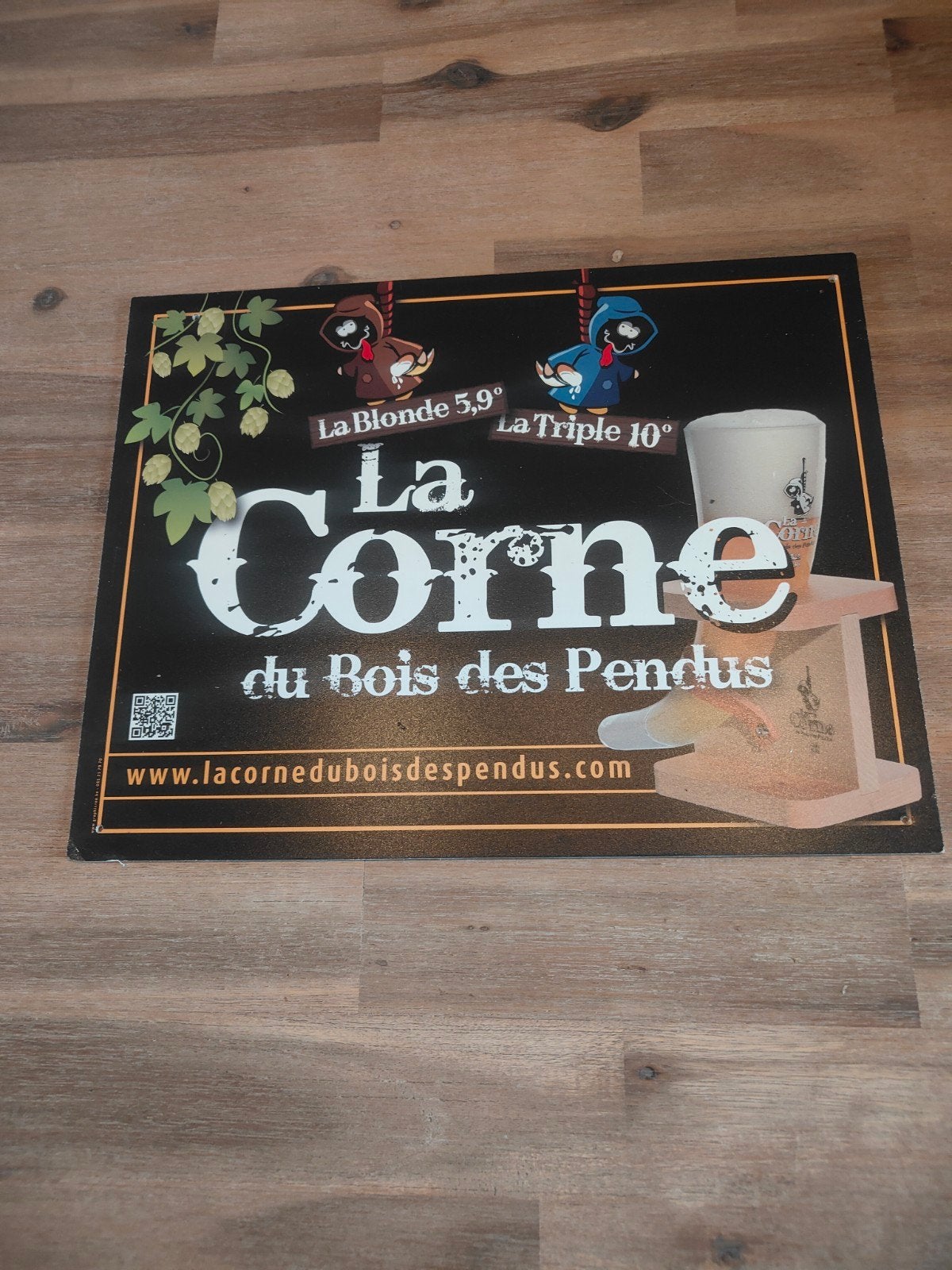 La Corne du Bois des Pendus Reclamebord, Verzamelen, Biermerken, Ophalen of Verzenden