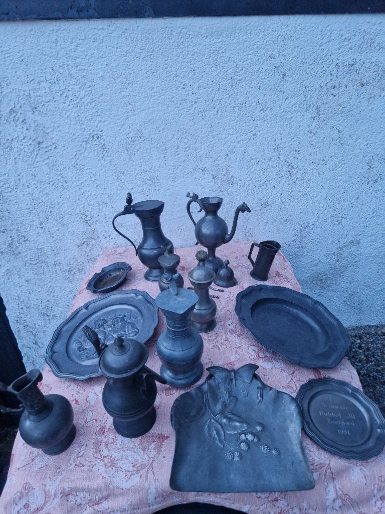 partijtje gebruikte tinnen voorwerpen, Antiek en Kunst, Antiek | Tin, Ophalen of Verzenden