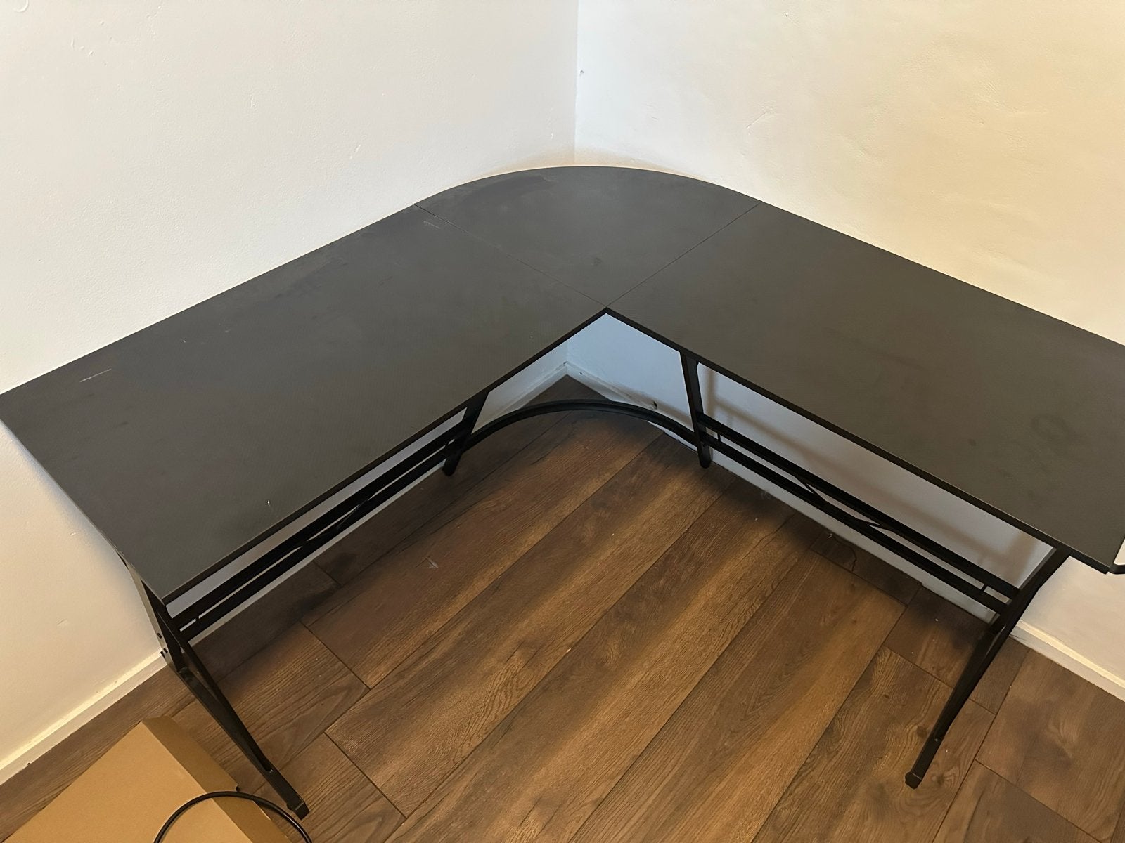 Zwart hoekbureau, makkelijk te vervoeren, Huis en Inrichting, Ophalen, Gebruikt, Spaanplaat of MDF, Hoekbureau