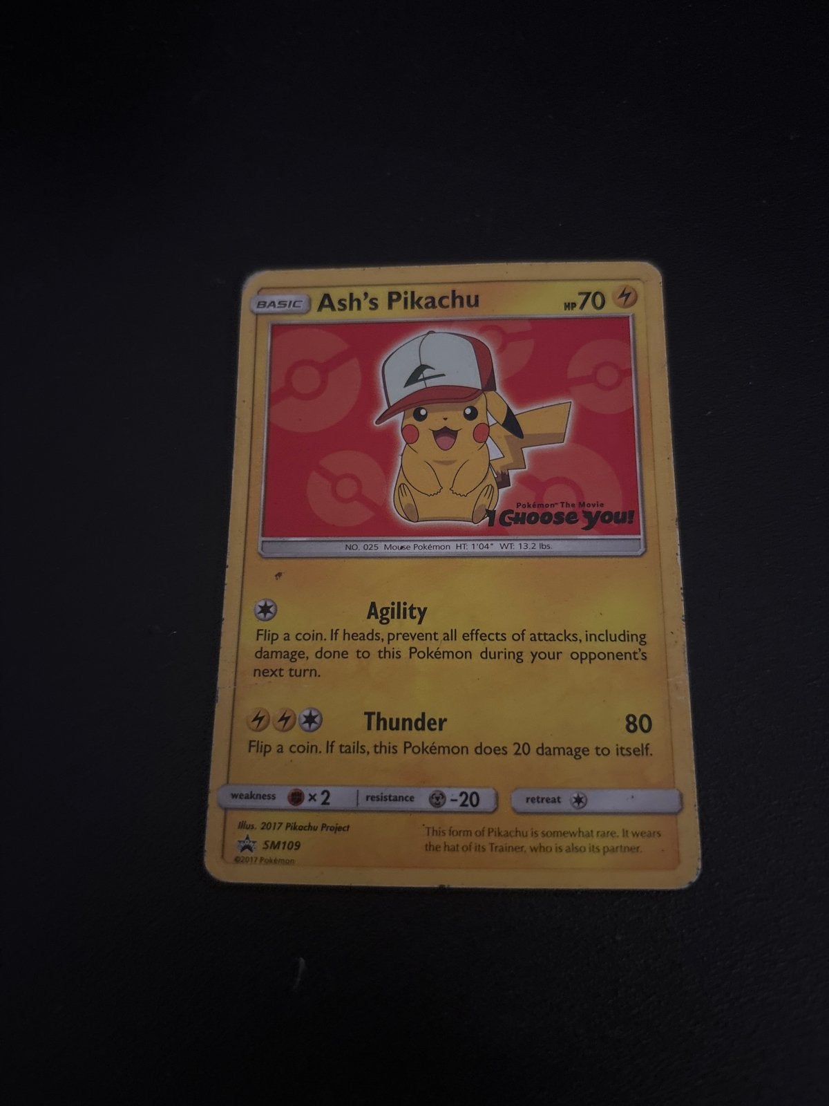 Ash's Pikachu Pokémon Kaart SM109 - "I Choose You!", Ophalen of Verzenden, Gebruikt, Losse kaart