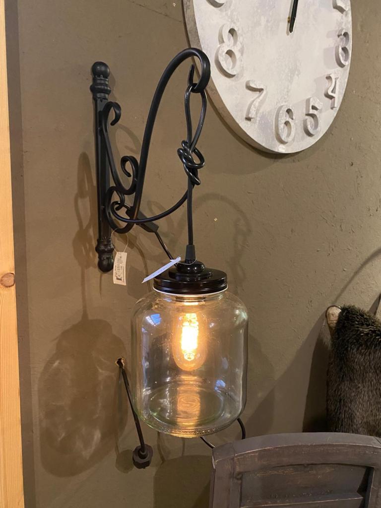 Lamp Hanglamp NIEUW Wandlamp met Haak Glas Stoer Landelijk, Ophalen of Verzenden, Nieuw, Glas