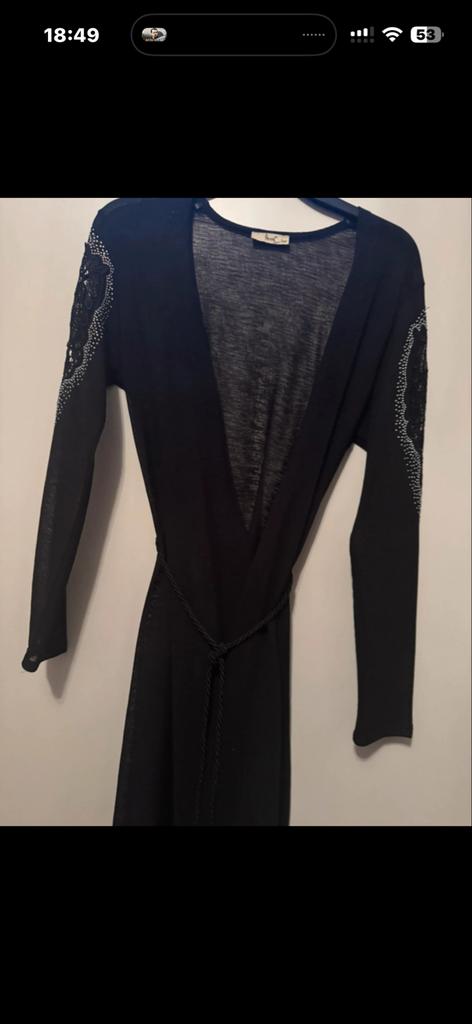 Zwart vest met kant en steentjes in maat s/m, Ophalen of Verzenden, Gedragen, Maat 36 (S), Zwart