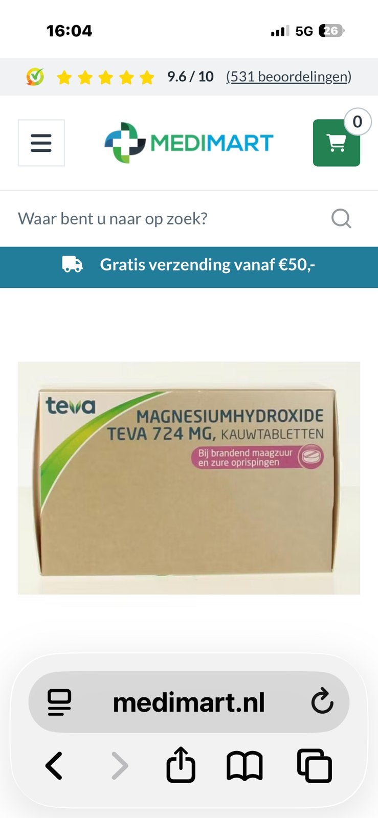 Teva magnesium kauwtablet, Ophalen of Verzenden, Nieuw