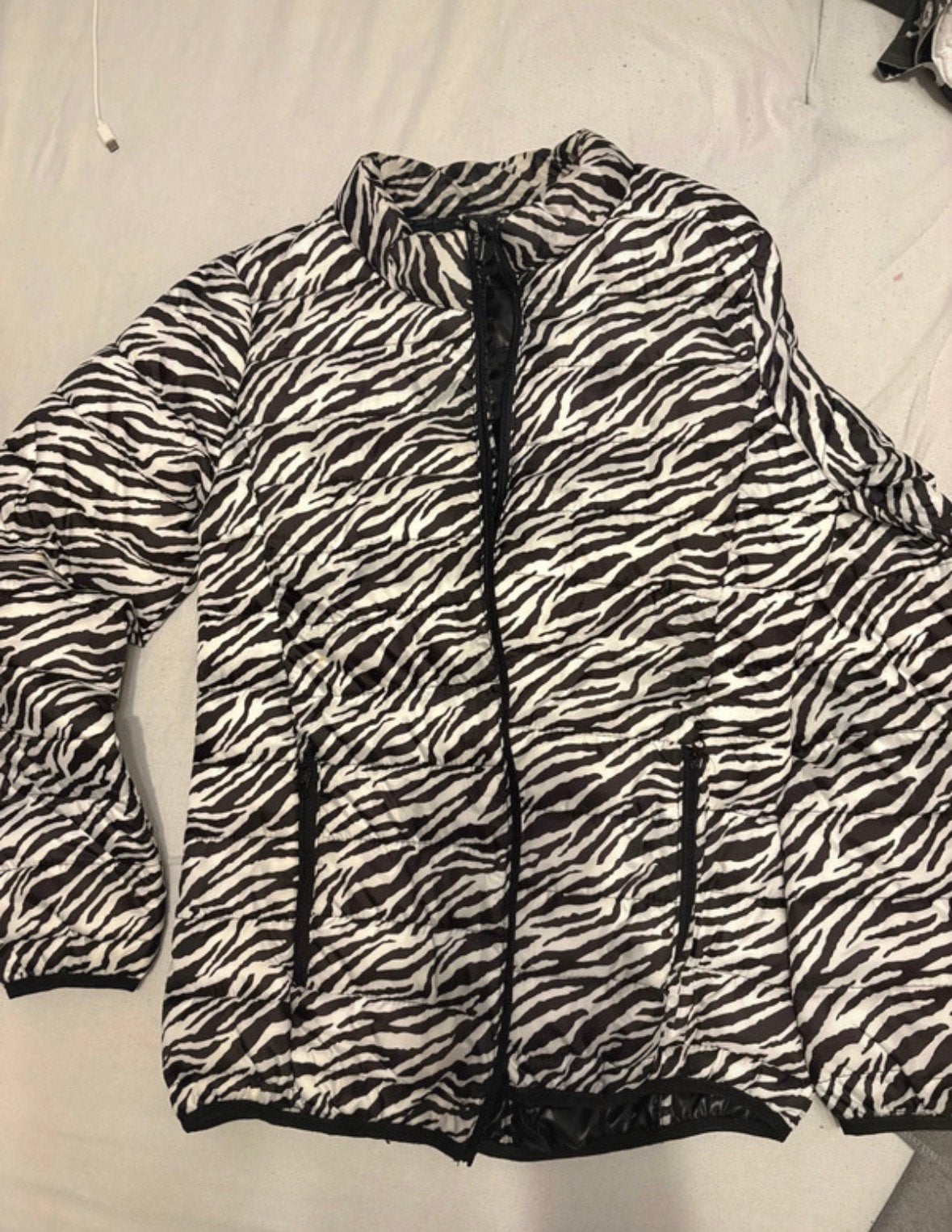 Jacky Mills Zebra Print Puffer Jas Maat L, Ophalen of Verzenden, Zo goed als nieuw, Maat 42/44 (L), Zwart
