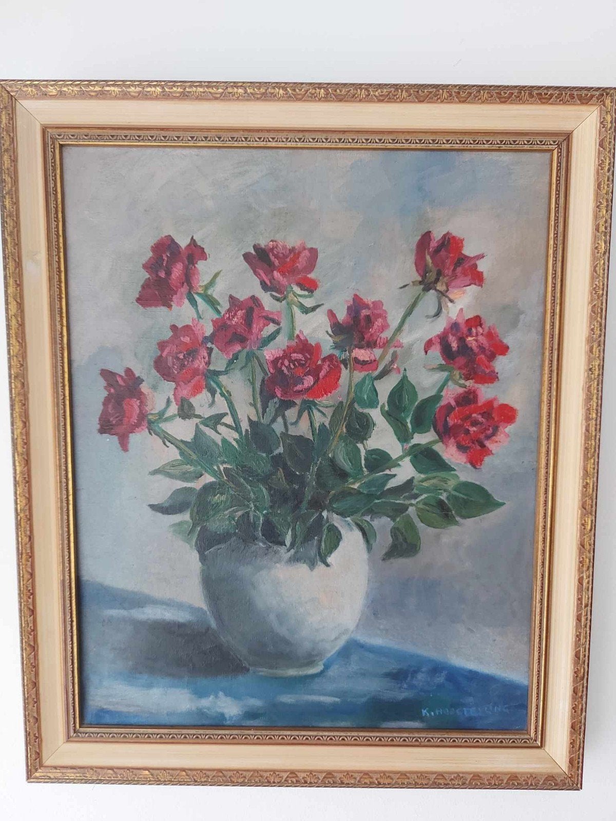 Vaas met rozen, Ophalen