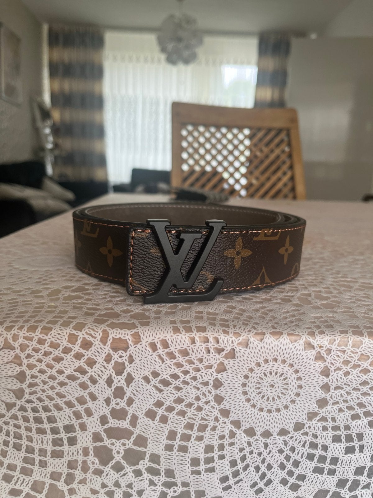 Nieuwe Louis Vuitton Riem Monogram Zwart/Bruin, Nieuw, Ophalen of Verzenden, 115 cm of meer, Riem of Ceintuur