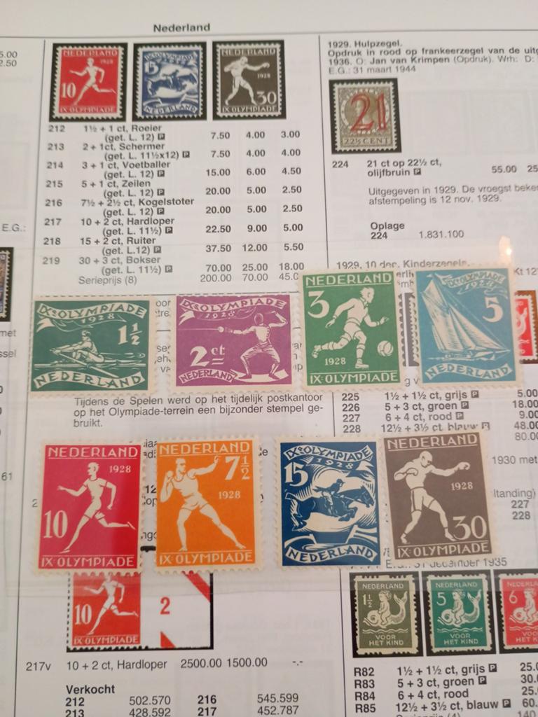 Nederland npvh 212-219 olympiade 1928, Postzegels en Munten, Postzegels | Nederland, Ophalen of Verzenden, T/m 1940, Postfris