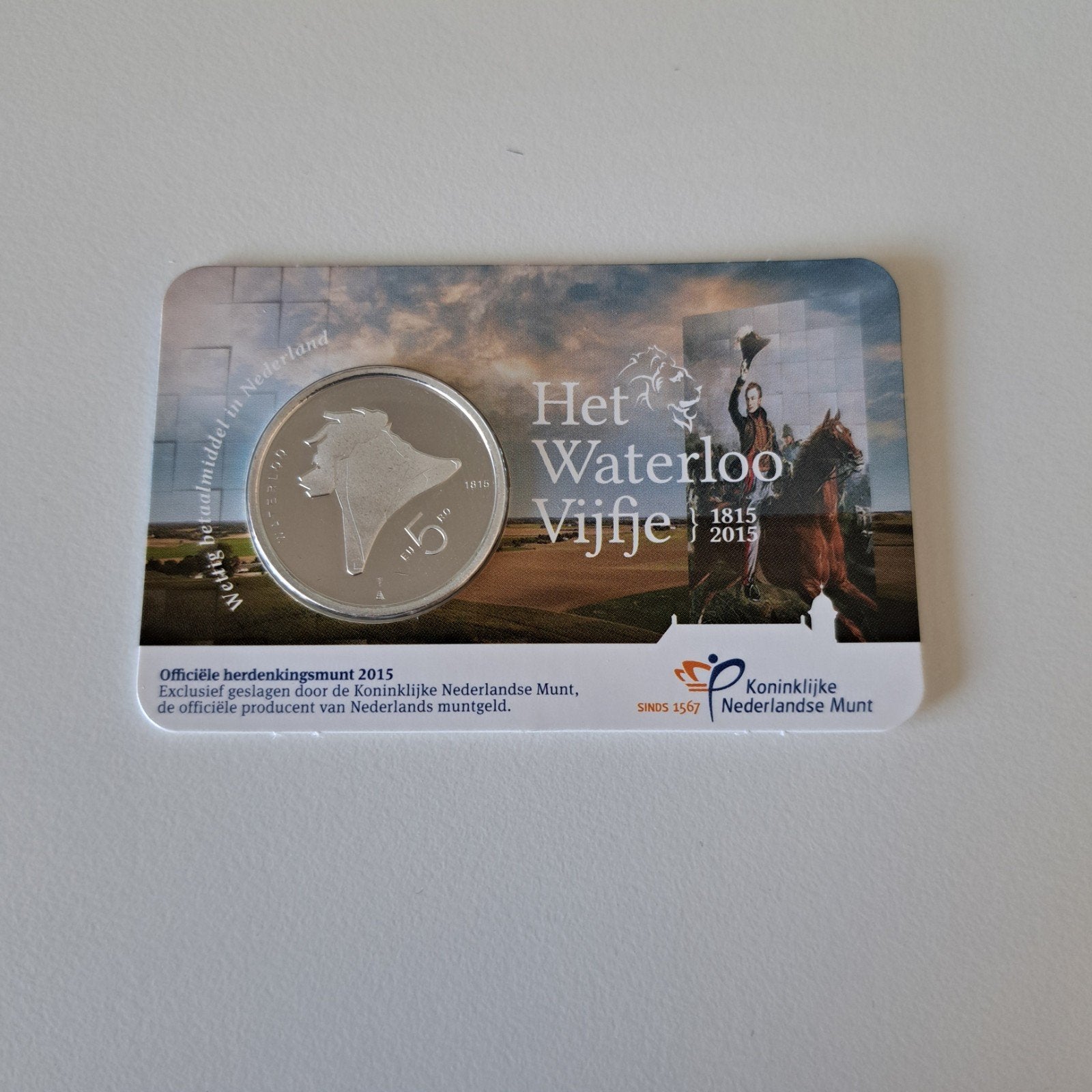 Waterloo Vijfje Coincard 2015 UNC, Ophalen of Verzenden, Euro's, Losse munt