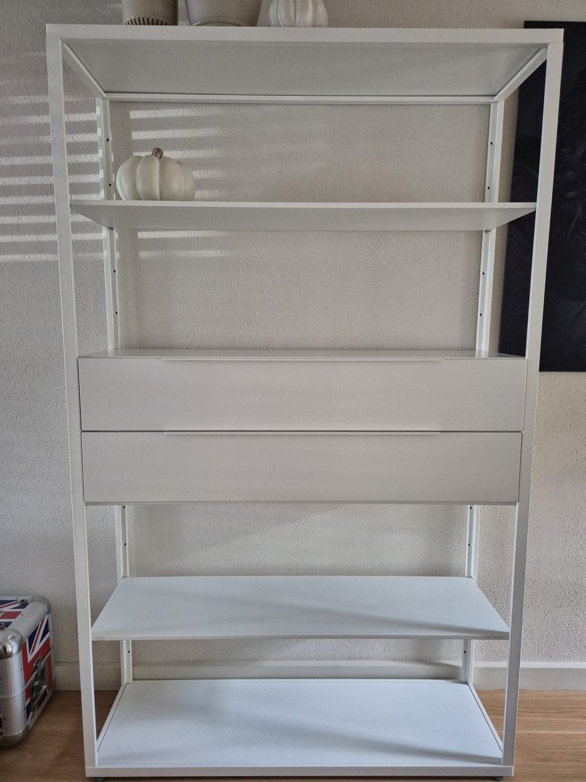IKEA FJÄLKINGE Open kast met lades - Wit, Ophalen, 100 tot 150 cm, Zo goed als nieuw, Metaal