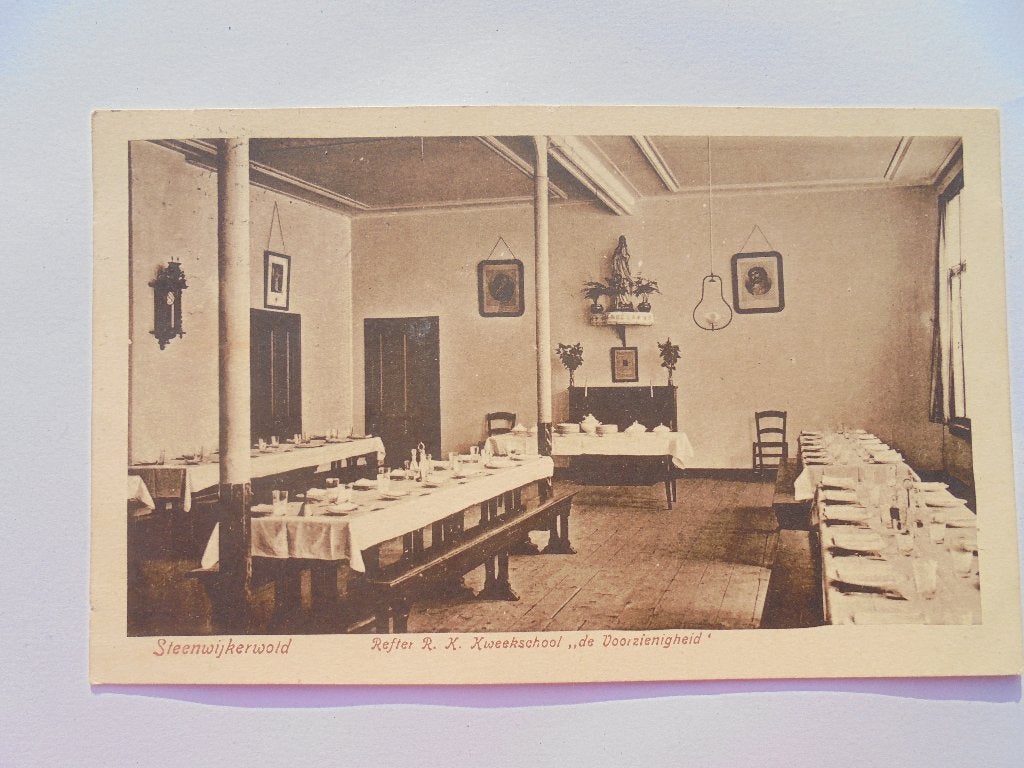 Steenwijkerwold Refter RK Kweekschool De Voorzienigheid 1923, Verzamelen, Ophalen of Verzenden, 1920 tot 1940, Gelopen, Overijssel