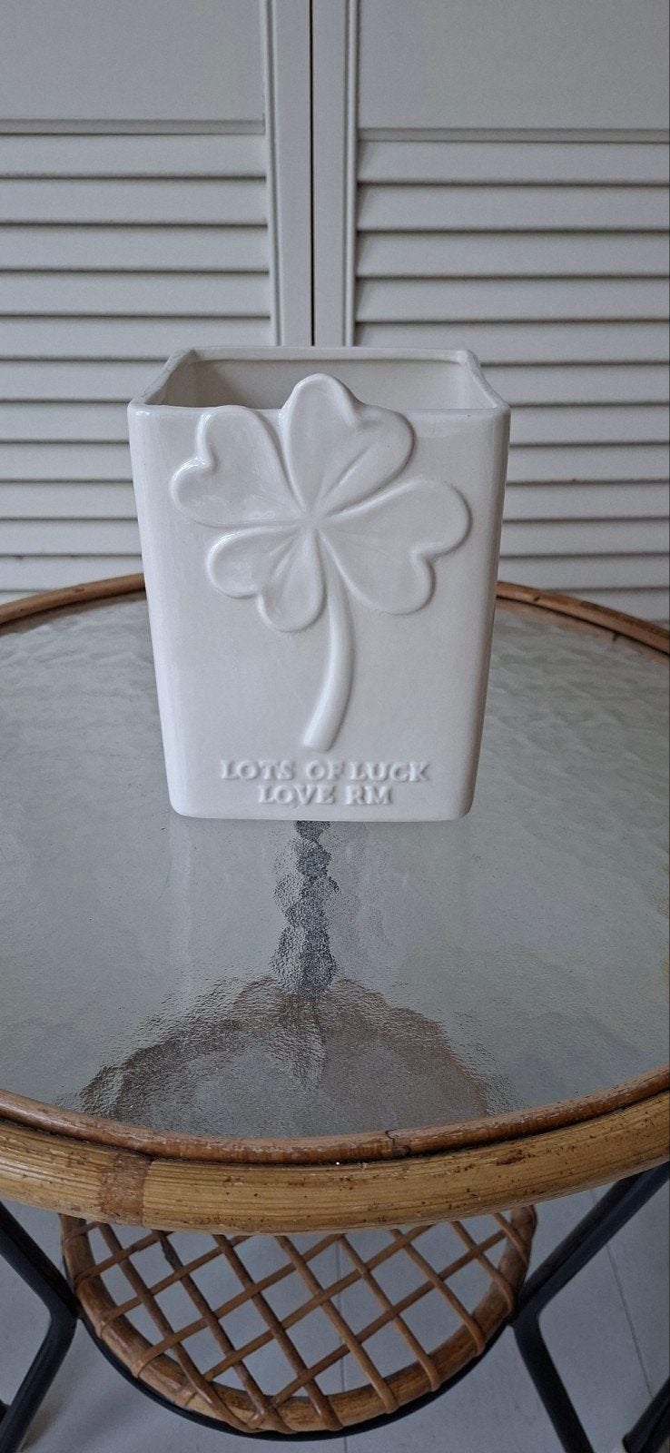 Rivièra Maison Lucky Clover Vase, Ophalen of Verzenden, Zo goed als nieuw, Wit, Overige materialen