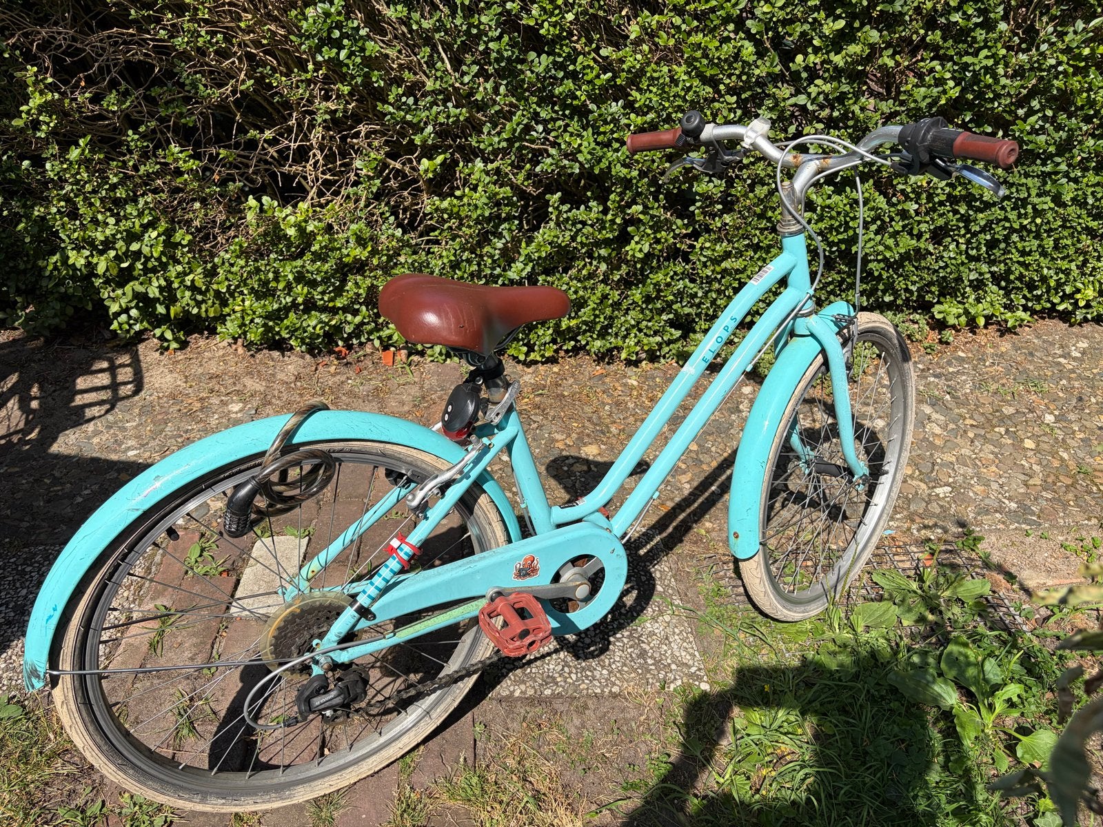 Meisjesfiets Elops 24 inch - Stijlvol Turquoise, Velgrem, Ophalen of Verzenden, Handrem, Gebruikt