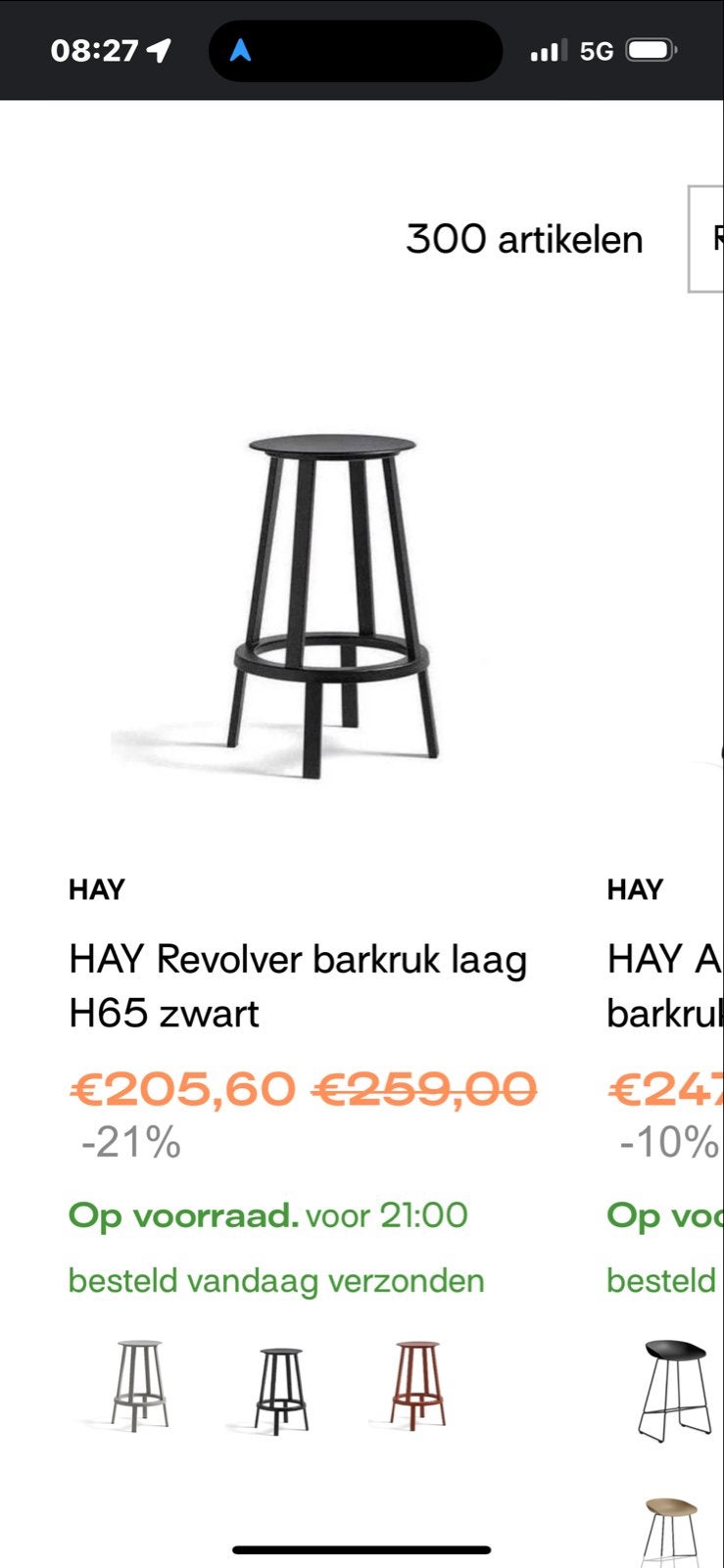 5x HAY Revolver barkruk laag H65 zwart, Huis en Inrichting, Barkrukken, Ophalen, Draaibaar, 5 krukken of meer, 60 tot 90 cm