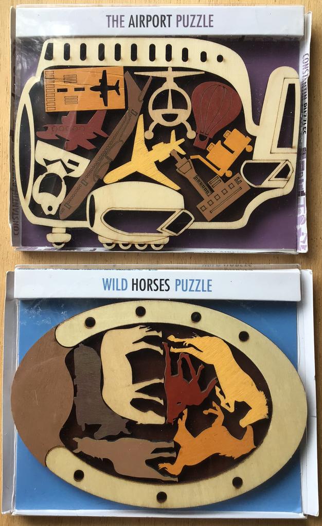 Constantin puzzel (2x) - Vliegveld & Wilde paarden - ZGAN, Hobby en Vrije tijd, Ophalen of Verzenden, Minder dan 500 stukjes, Zo goed als nieuw