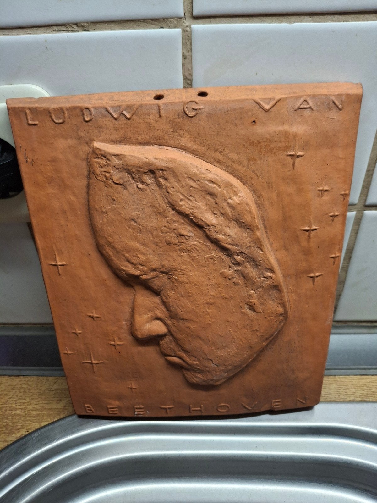 plaquette  steengoed  Ludwig van  beethoven hoogte  20cm  br, Ophalen of Verzenden